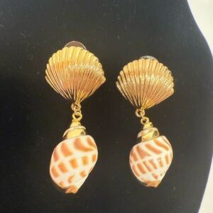 Golden Shell Drop Earrings